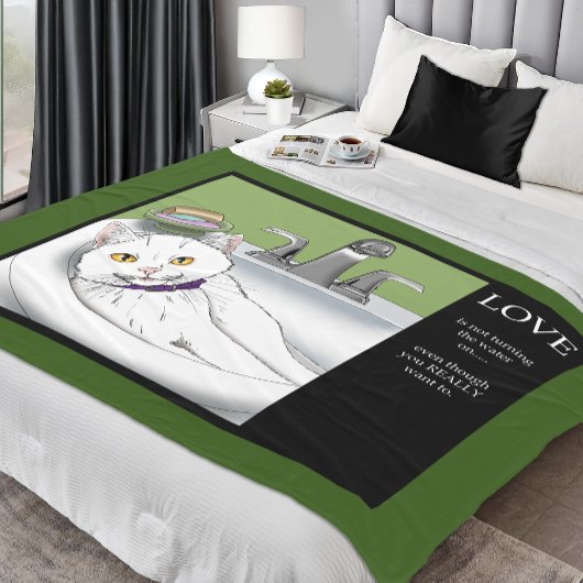 Badkamer wastafel witte kat fleece deken