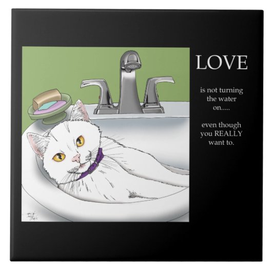 Badkamer wastafel witte kat tegeltje (Voorkant)