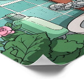 Badkamer Zwarte Kat in Spiegel Print, Grappige Jap Poster (Hoek)