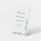 Badkamerbord in donkergroene bloemen reclamebord met voetstuk (Voorkant)