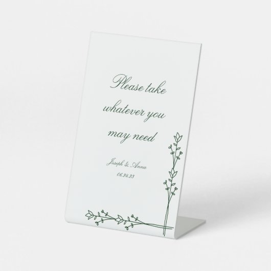 Badkamerbord in donkergroene bloemen reclamebord met voetstuk (Voorkant)