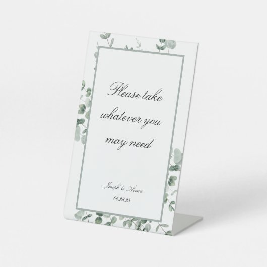  badkamerbord in Eucalyptus Reclamebord Met Voetstuk (Voorkant)