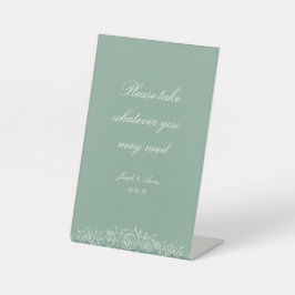  badkamerbord in Sage Florals Reclamebord Met Voetstuk