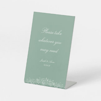  badkamerbord in Sage Florals Reclamebord Met Voetstuk