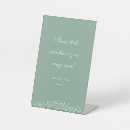  badkamerbord in Sage Florals Reclamebord Met Voetstuk (Voorkant)