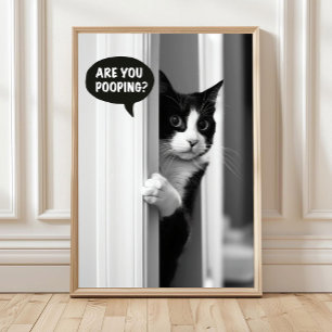 Badkamerkatposter, Poep je? Poster Grappig
