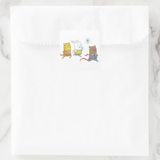 Badkamermarathon Vierkante Sticker (Tas)