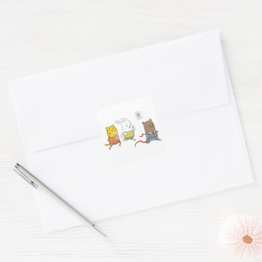 Badkamermarathon Vierkante Sticker (Envelop)