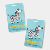 Badkamerpas Cute Zebra Leraren School Badge (Voor- en achterkant)