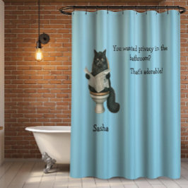 Badkamerprivacy met kat douchegordijn