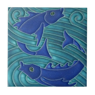 Badkamertegel - Art Nouveau Antieke Tegel Pisces Tegeltje