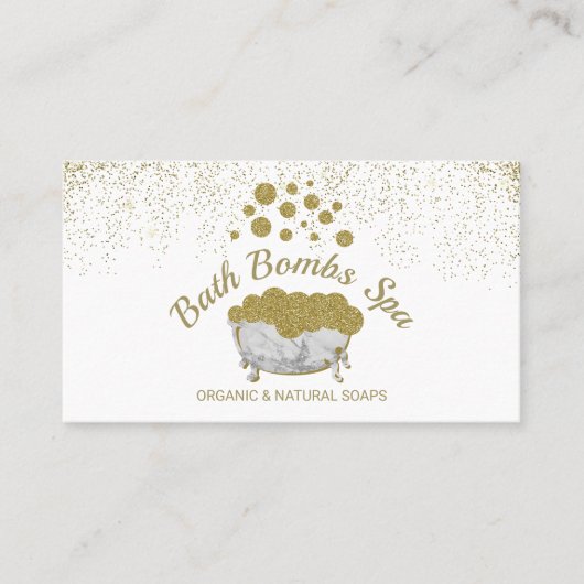 Badkuip Goud Shampoo Spa Zeep Bubbles Visitekaartje (Voorkant)