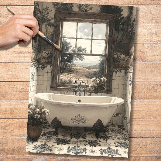 Badkuip met een Uitzicht 2 decoupage papier