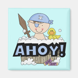 Badkuip Piraten - Brunette Jongen Tshirts en Gesch Magneet