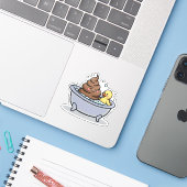 Badkuip Poep en Eend Sticker (Laptop met iPhone)