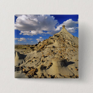 Badlands bij Dinosaur Provincial Park in Alberta, Vierkante Button 5,1 Cm
