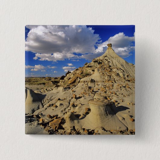Badlands bij Dinosaur Provincial Park in Alberta, Vierkante Button 5,1 Cm (Voorkant)
