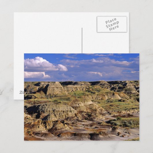 Badlands in het provinciepark Dinosaur in Alberta, Briefkaart (Voorkant / Achterkant)