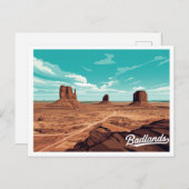 Badlands Monument Valley Vintage Art Briefkaart (Voorkant / Achterkant)