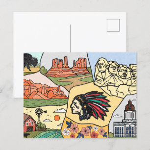 Badlands Mt Rushmore Black Hills South Dakota Kaar Briefkaart