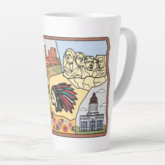 Badlands Mt Rushmore Black Hills South Dakota Map Latte Mok (Rechterhoek)