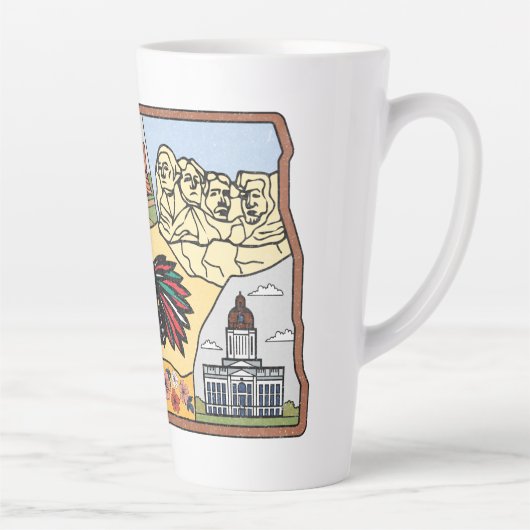 Badlands Mt Rushmore Black Hills South Dakota Map Latte Mok (Rechts)