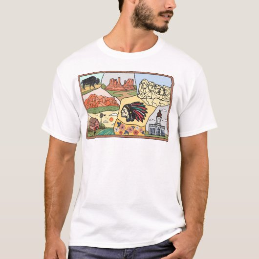 Badlands Mt Rushmore Black Hills South Dakota Map T-shirt (Voorkant)