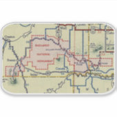 Badlands Nationaal Monument Kaart Sticker (Voorkant)