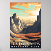 Badlands Nationaal Park Abstracte Natuur Landschap Poster (Voorkant)