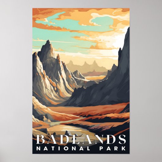 Badlands Nationaal Park Abstracte Natuur Landschap Poster (Voorkant)