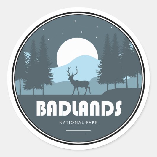 Badlands Nationaal Park Herten Ronde Sticker (Voorkant)
