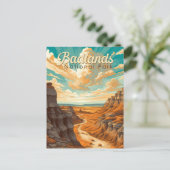 Badlands Nationaal Park Illustratie Retro Briefkaart (Staand voorkant)