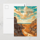 Badlands Nationaal Park Illustratie Retro Briefkaart (Voorkant / Achterkant)