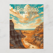 Badlands Nationaal Park Illustratie Retro Briefkaart (Voorkant)