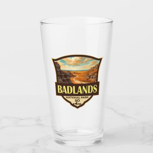 Badlands Nationaal Park Illustratie Retro Glas (Voorkant)
