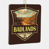 Badlands Nationaal Park Illustratie Retro Keramisch Ornament (Rechts)