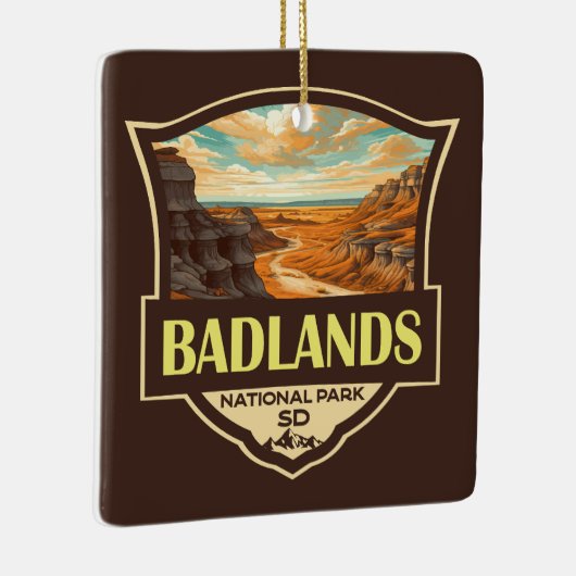 Badlands Nationaal Park Illustratie Retro Keramisch Ornament (Rechts)