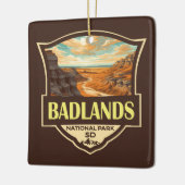 Badlands Nationaal Park Illustratie Retro Keramisch Ornament (Links)