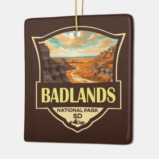 Badlands Nationaal Park Illustratie Retro Keramisch Ornament (Links)