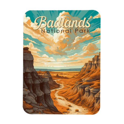 Badlands Nationaal Park Illustratie Retro Magneet (Verticaal)