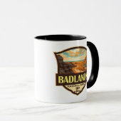 Badlands Nationaal Park Illustratie Retro Mok (Voorkant rechts)