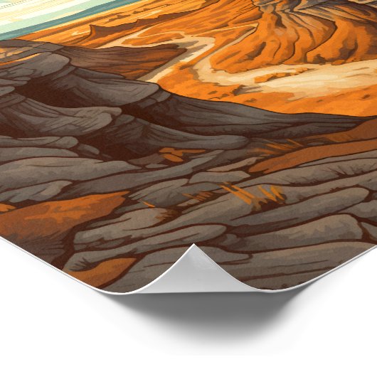 Badlands Nationaal Park Illustratie Retro Poster (Hoek)