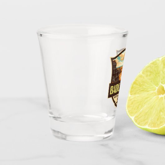 Badlands Nationaal Park Illustratie Retro Shot Glas (Links)