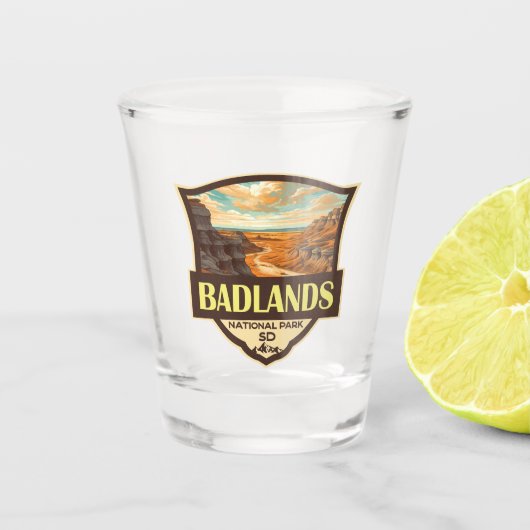 Badlands Nationaal Park Illustratie Retro Shot Glas (Voorkant)
