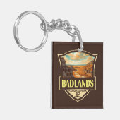 Badlands Nationaal Park Illustratie Retro Sleutelhanger (Voorkant Links)