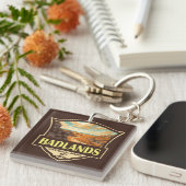 Badlands Nationaal Park Illustratie Retro Sleutelhanger (Voorkant Rechts)