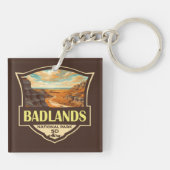 Badlands Nationaal Park Illustratie Retro Sleutelhanger (Achterkant)