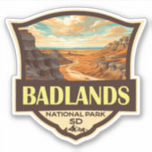 Badlands Nationaal Park Illustratie Retro Sticker (Voorkant)