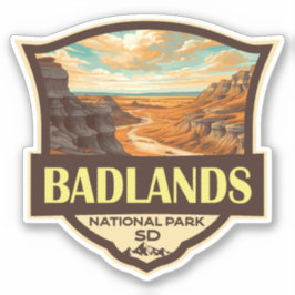 Badlands Nationaal Park Illustratie Retro Sticker