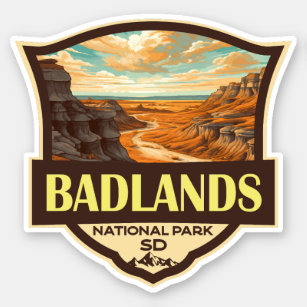 Badlands Nationaal Park Illustratie Retro Sticker